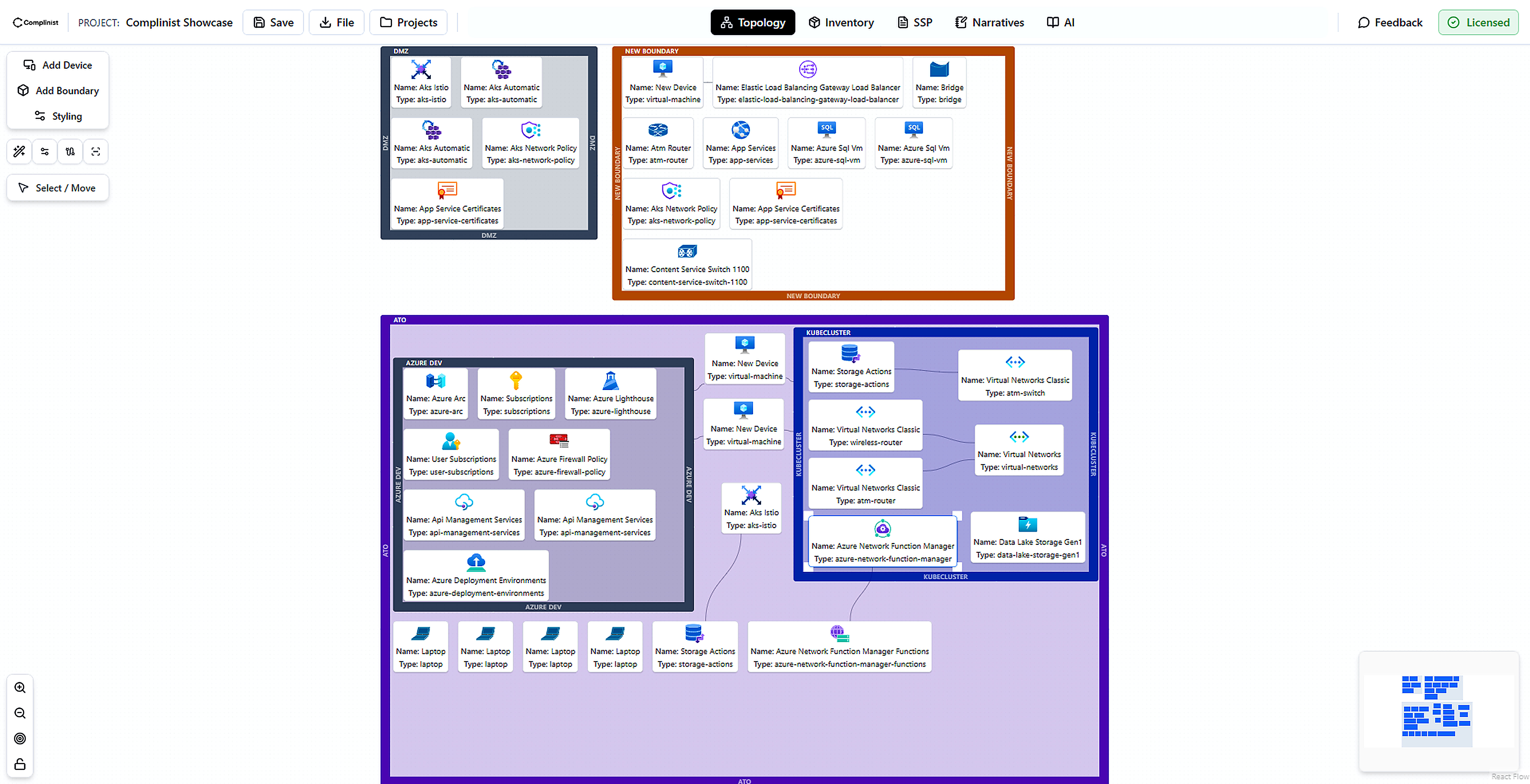 Complinist ATO documentation workbench — topology, control narratives, and SSP export